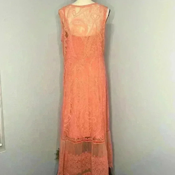 Torrid Coral Lace Crochet Button Front Layered Skater Dress 1 1X 14/16 - Picture 12 of 12